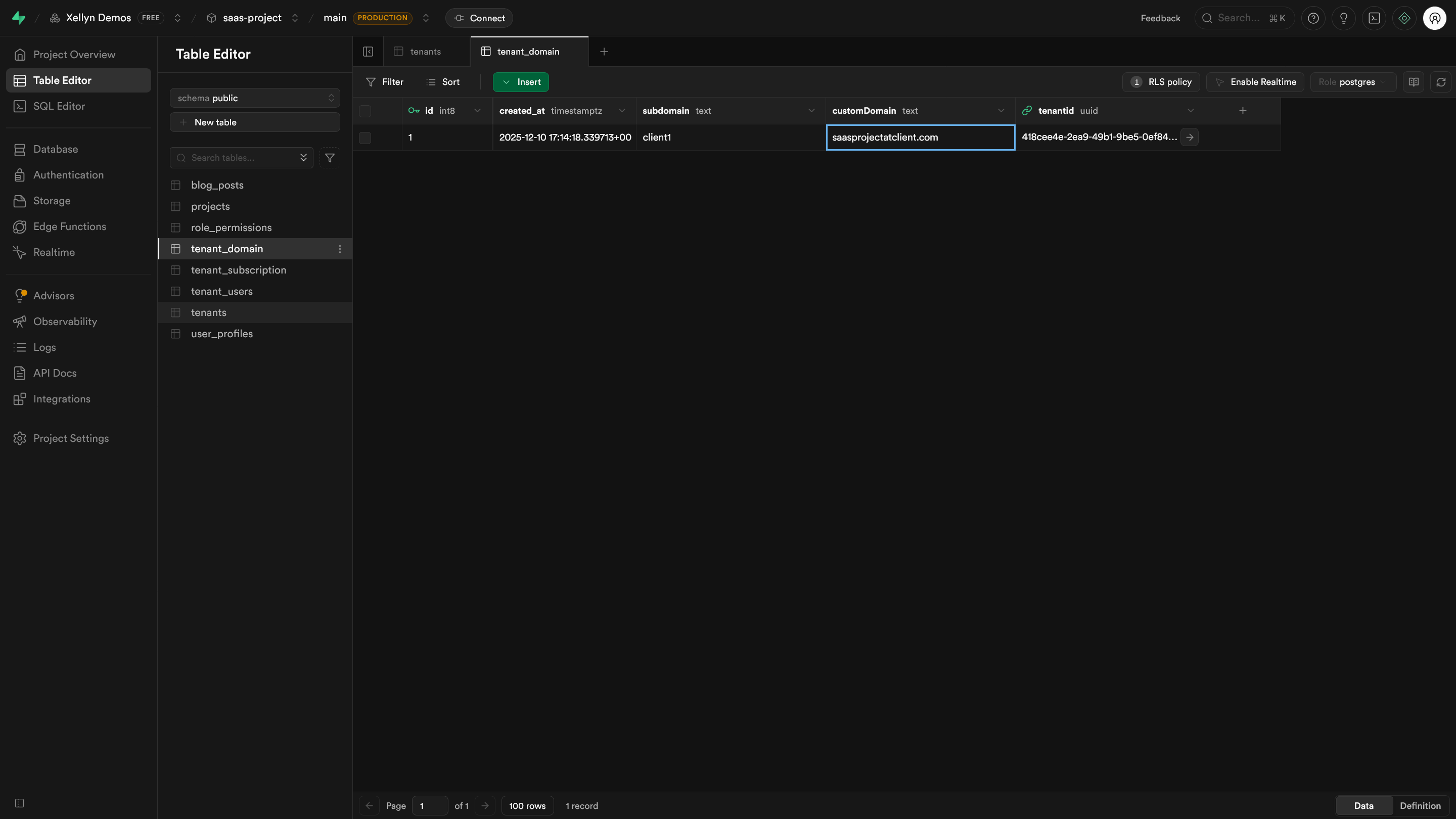 Product image showing Tenant Domains feature.