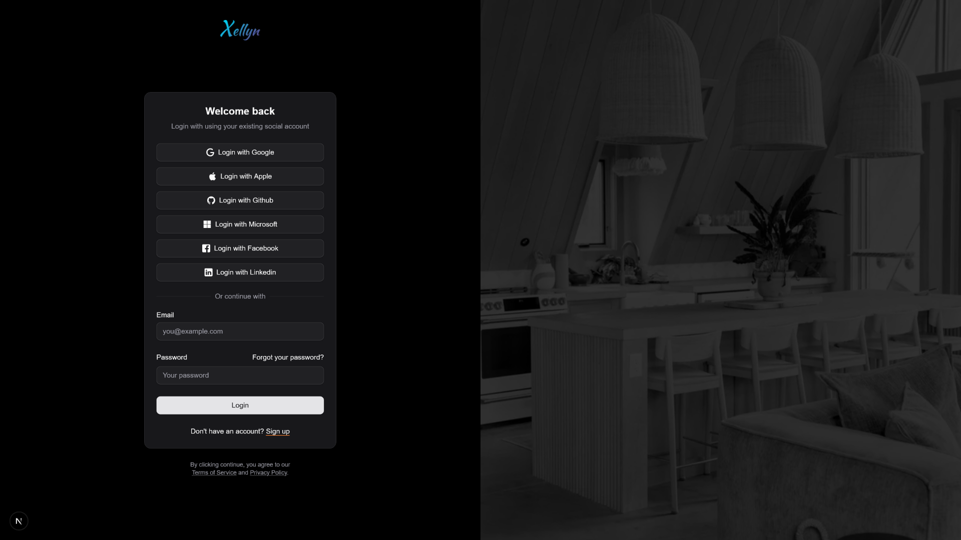 Product image showing social login feature.