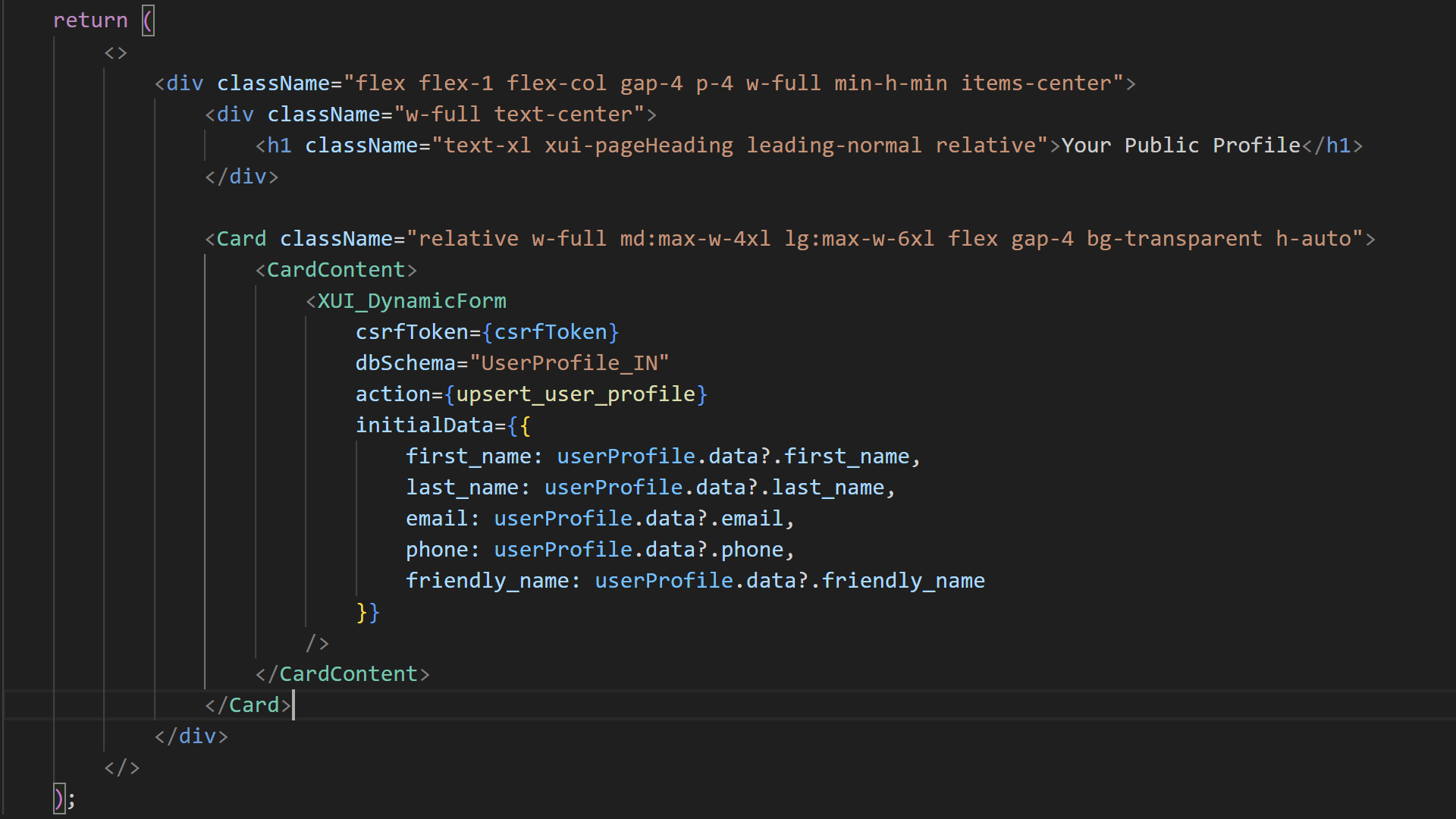 Product image showing code snippet to utilize dynamic database forms.